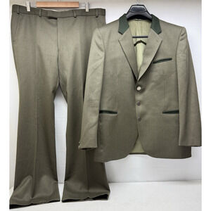 Vtg 60s-90s  Austrian Alphorn 2 Piece Suit Green Wool Mens 54 (US 44)Pants 40x32